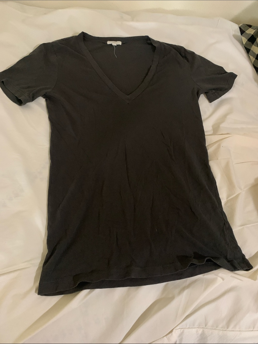 J. Crew Women's Charcoal V-Neck Tissue T Short Sleeve Tee